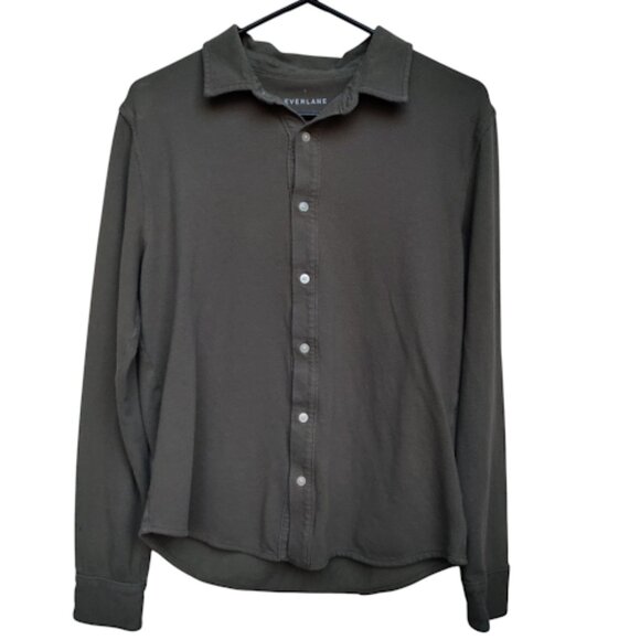EVERLANE Mens Green Organic Cotton Long Sleeve Pique Button Down Casual Shirt S - Picture 2 of 14